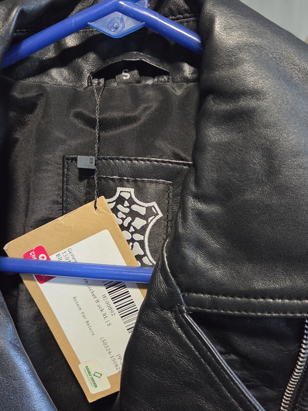 Womens Black Leather Bomber Jacket -